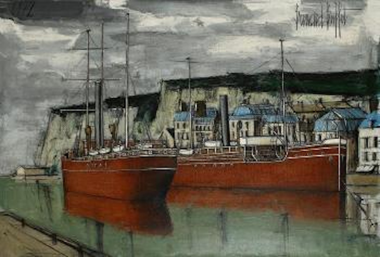 Bateaux à l'entrée du port, Dieppe (Seine Maritime) by Bernard Buffet