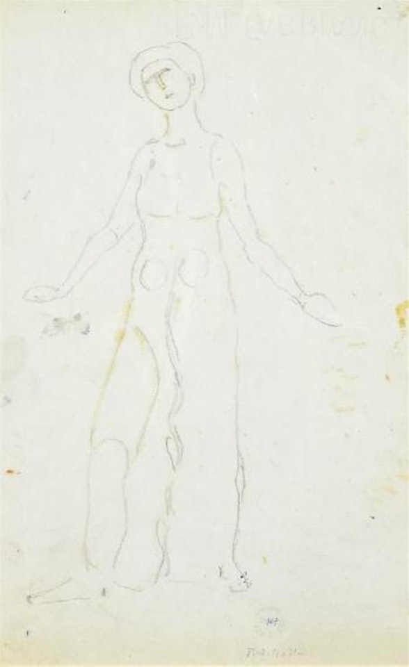 Studie für die zweite Figur von rechts zu Blick in die Unendlichkeit by Ferdinand Hodler