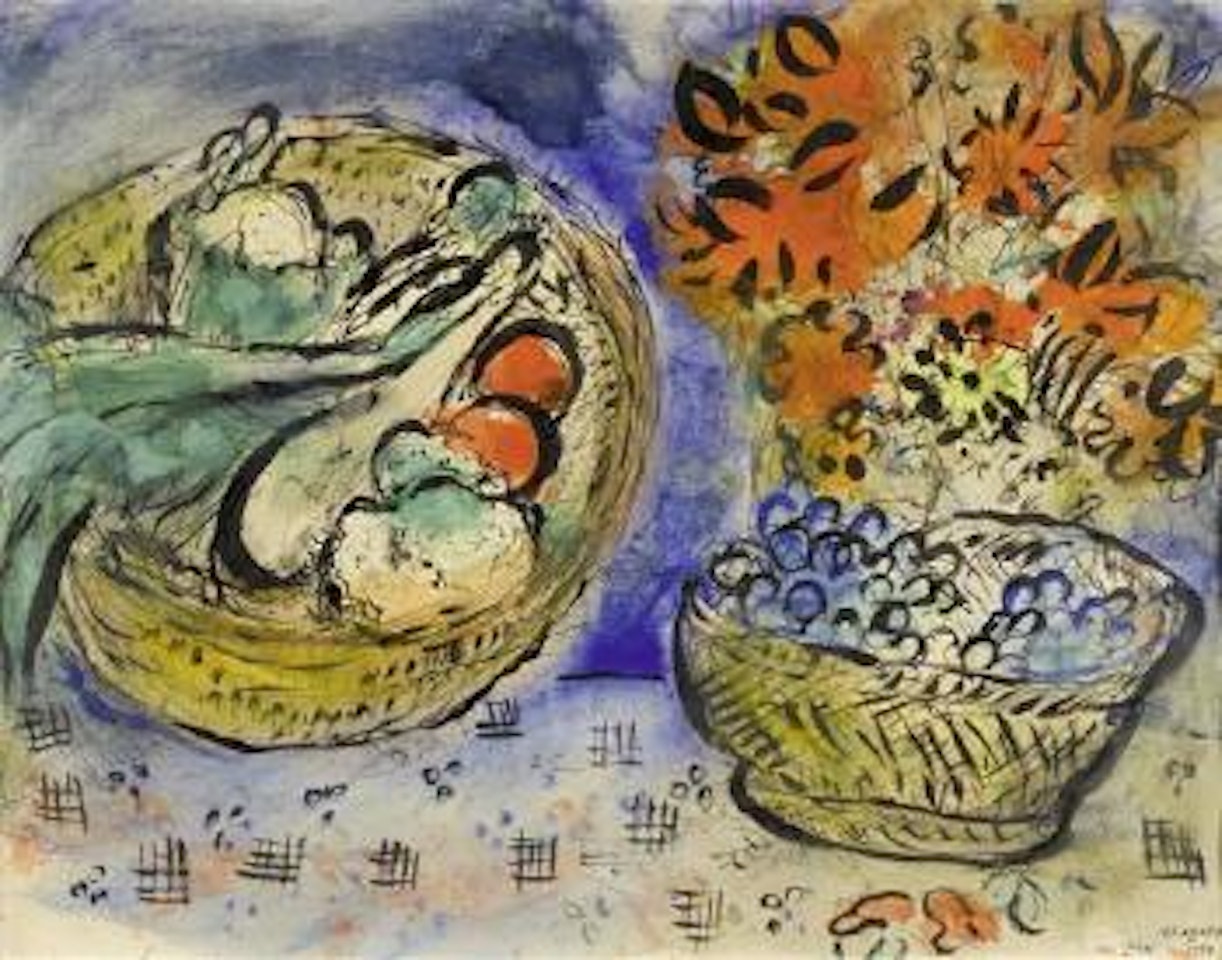 Paniers de fruits, légumes et fleurs by Marc Chagall