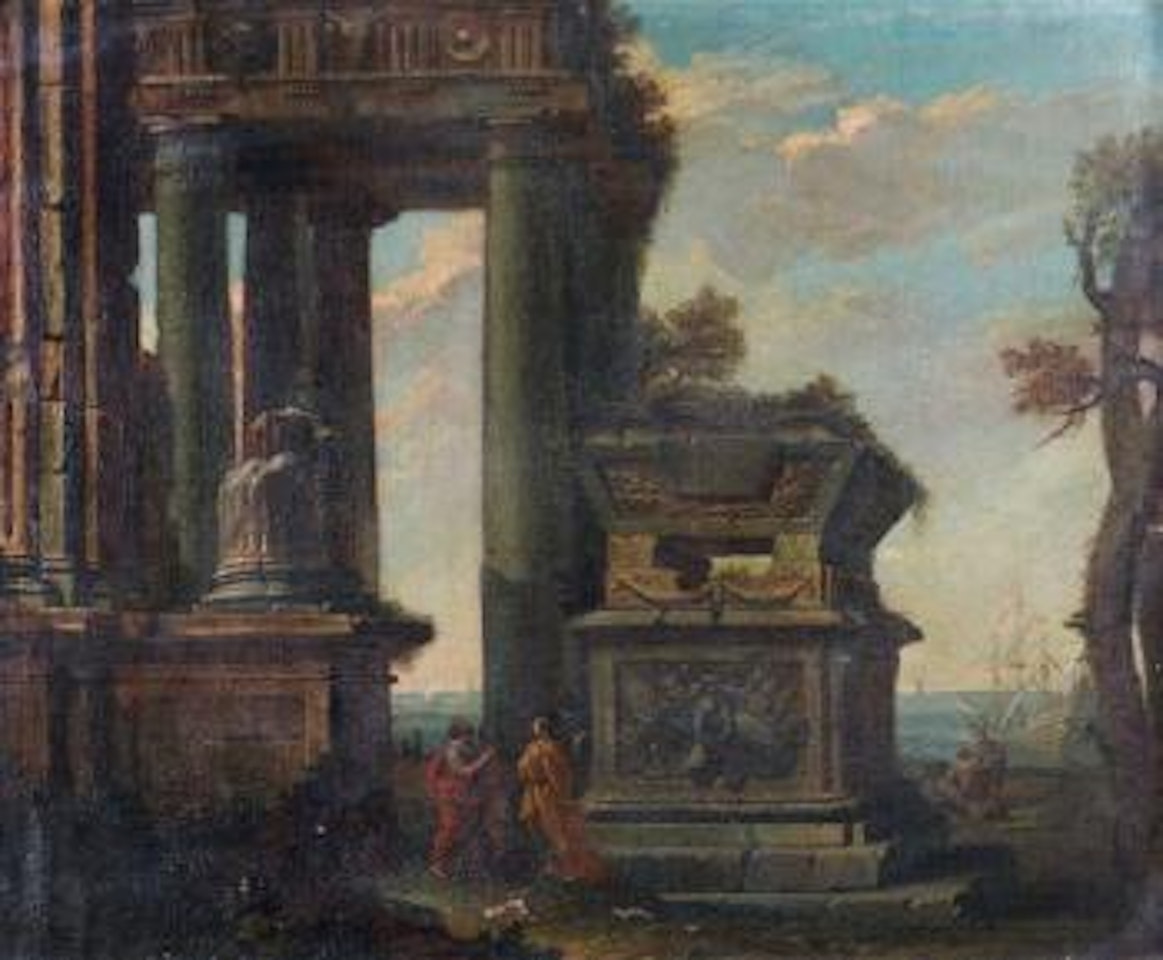 Ruines antiques près d'un port Méditerranéen by Giovanni Ghisolfi