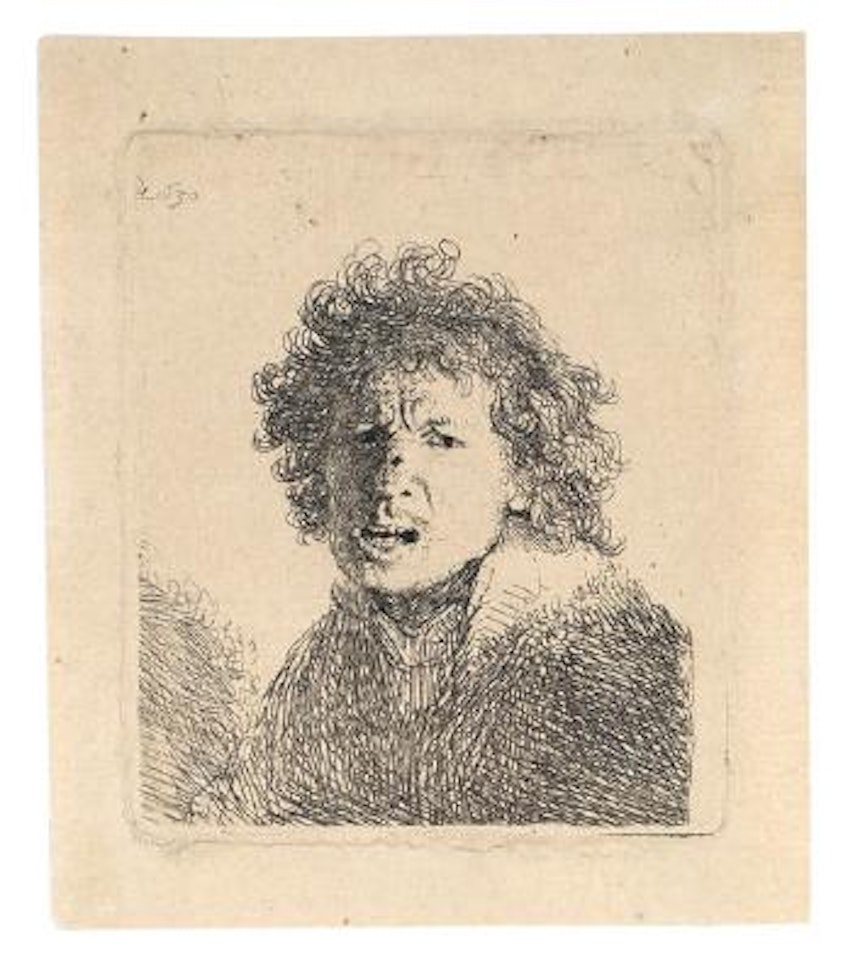 Selbstbildnis mit offenem Mund by Attributed to Rembrandt Harmensz van Rijn