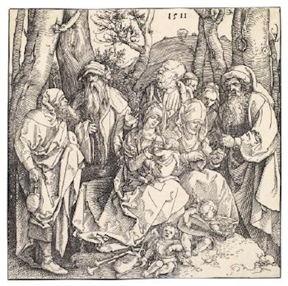 Die Heilige Sippe mit zwei musizierenden Engelknaben by Albrecht Dürer