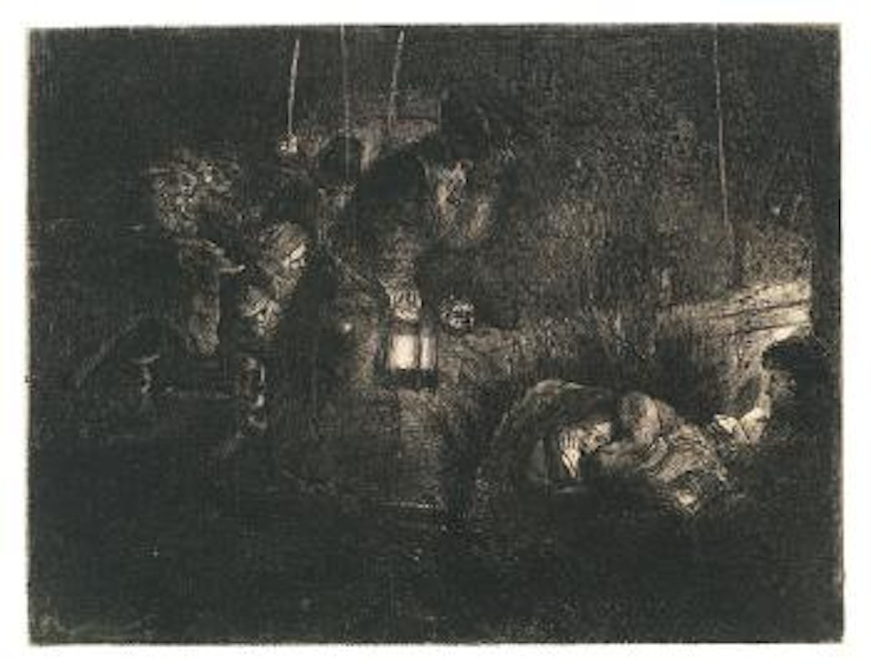 Die Anbetung der Hirten, bei Laternenschein by Attributed to Rembrandt Harmensz van Rijn
