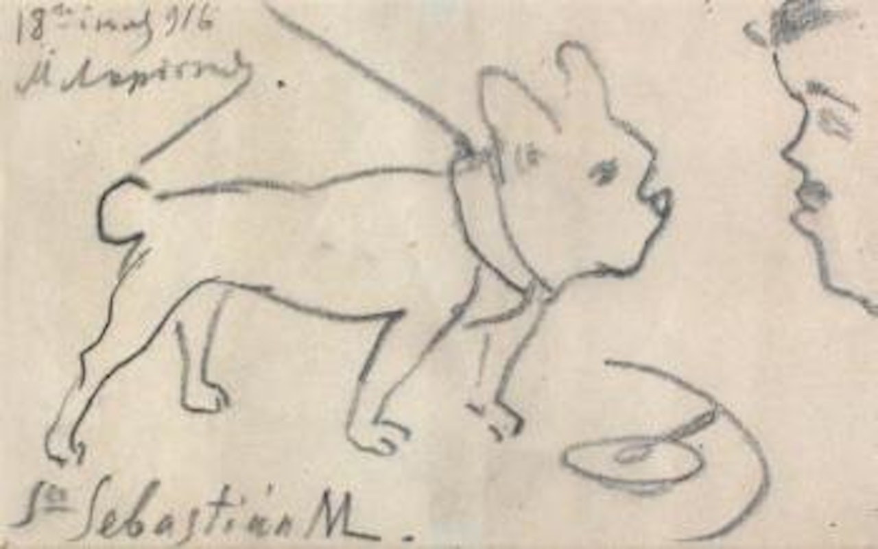 Diaghilev et son chien by Mikhail Larionov