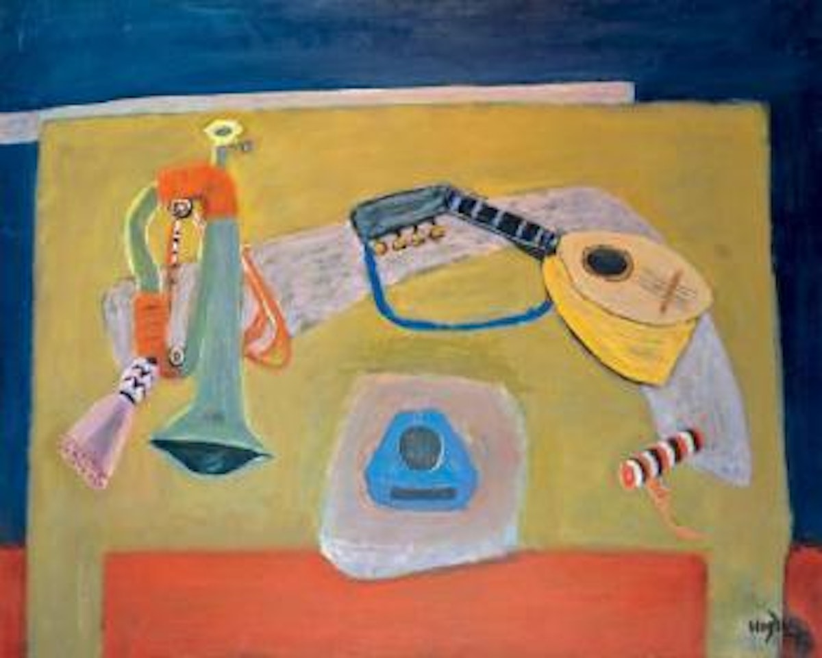 Nature morte au clairon et à la guitare by Henri Hayden