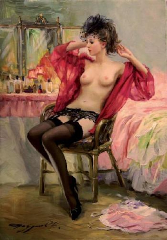 Irène en déshabillé rouge by Constantin Razoumov