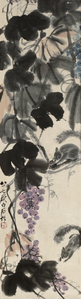 Squirrel And Grapes by Qi Baishi