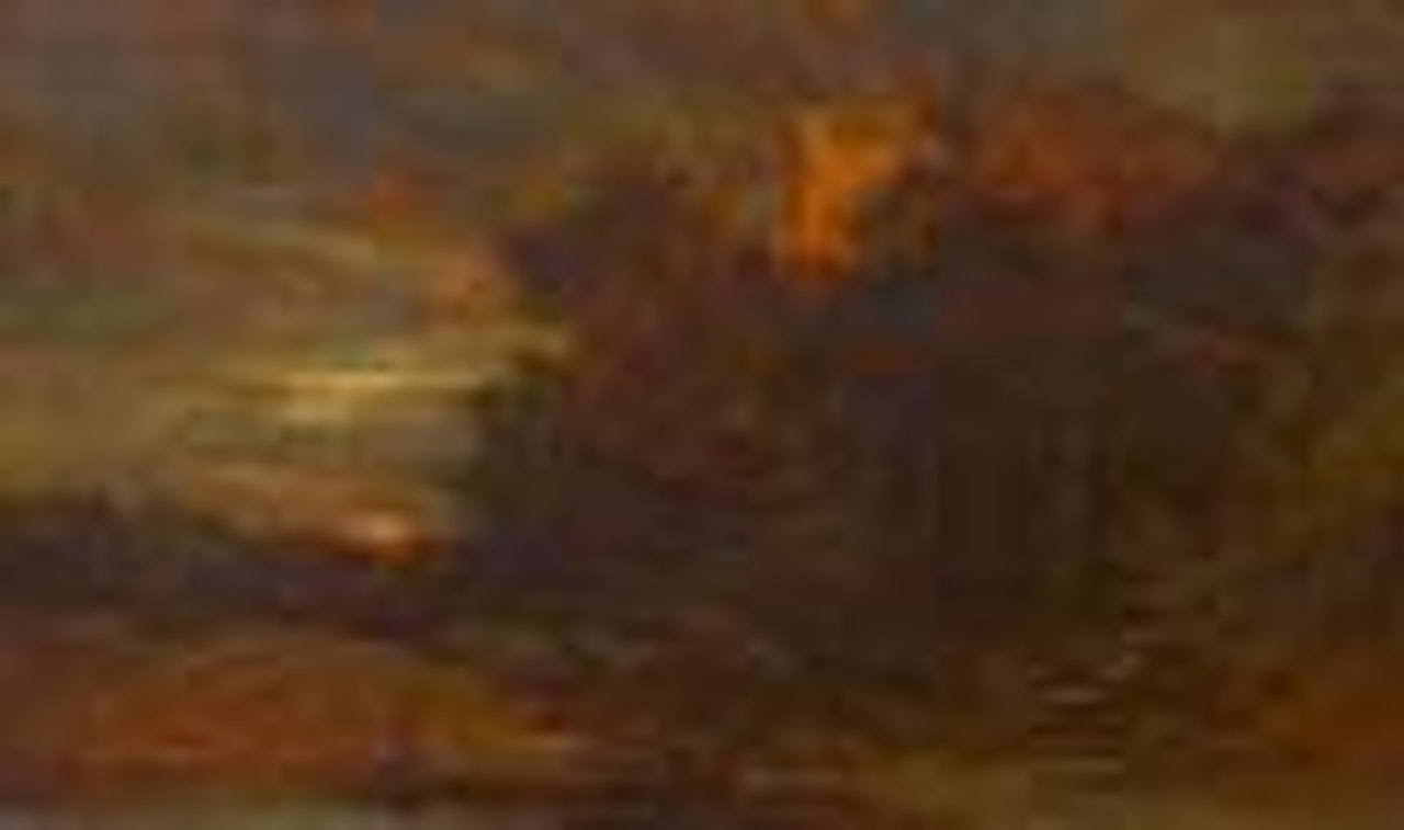 Abendliche Landschaft mit Burg by Carl Spitzweg