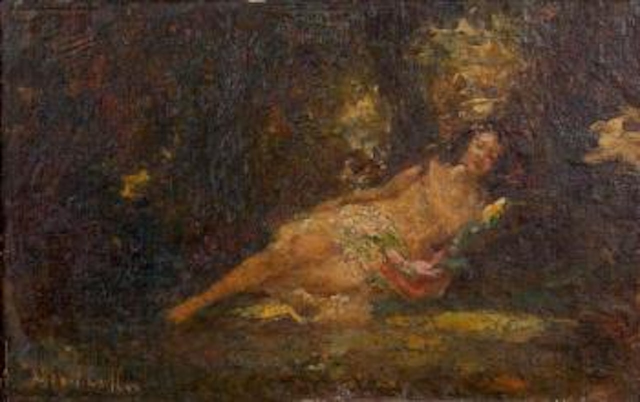 Nymphe couchée by Adolphe Monticelli