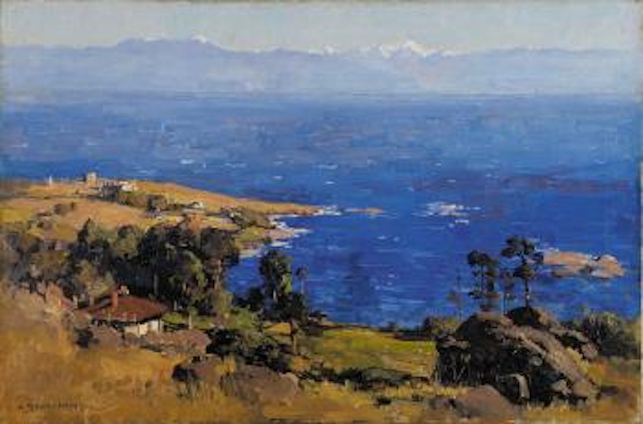 Blue Bay and Olympic Mountains by Arthur Ernest Streeton