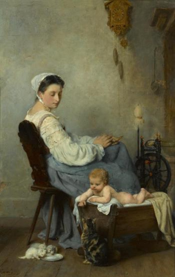 Watching the kittens by Adolphe Weisz