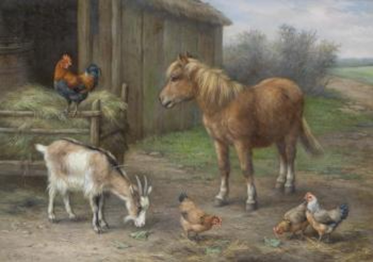 In a farmyard by Edgar Hunt