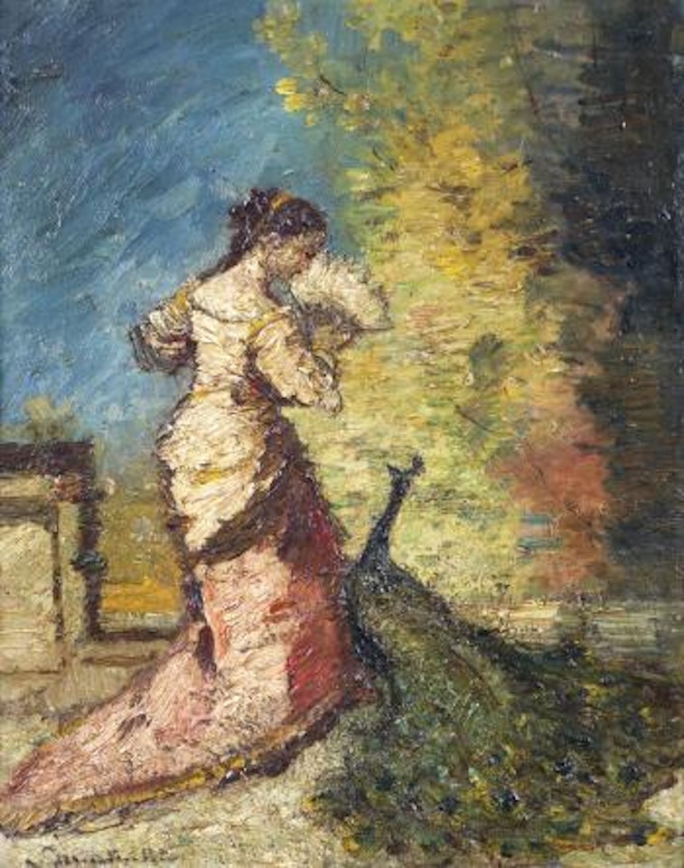 Femme au Paon by Adolphe Monticelli