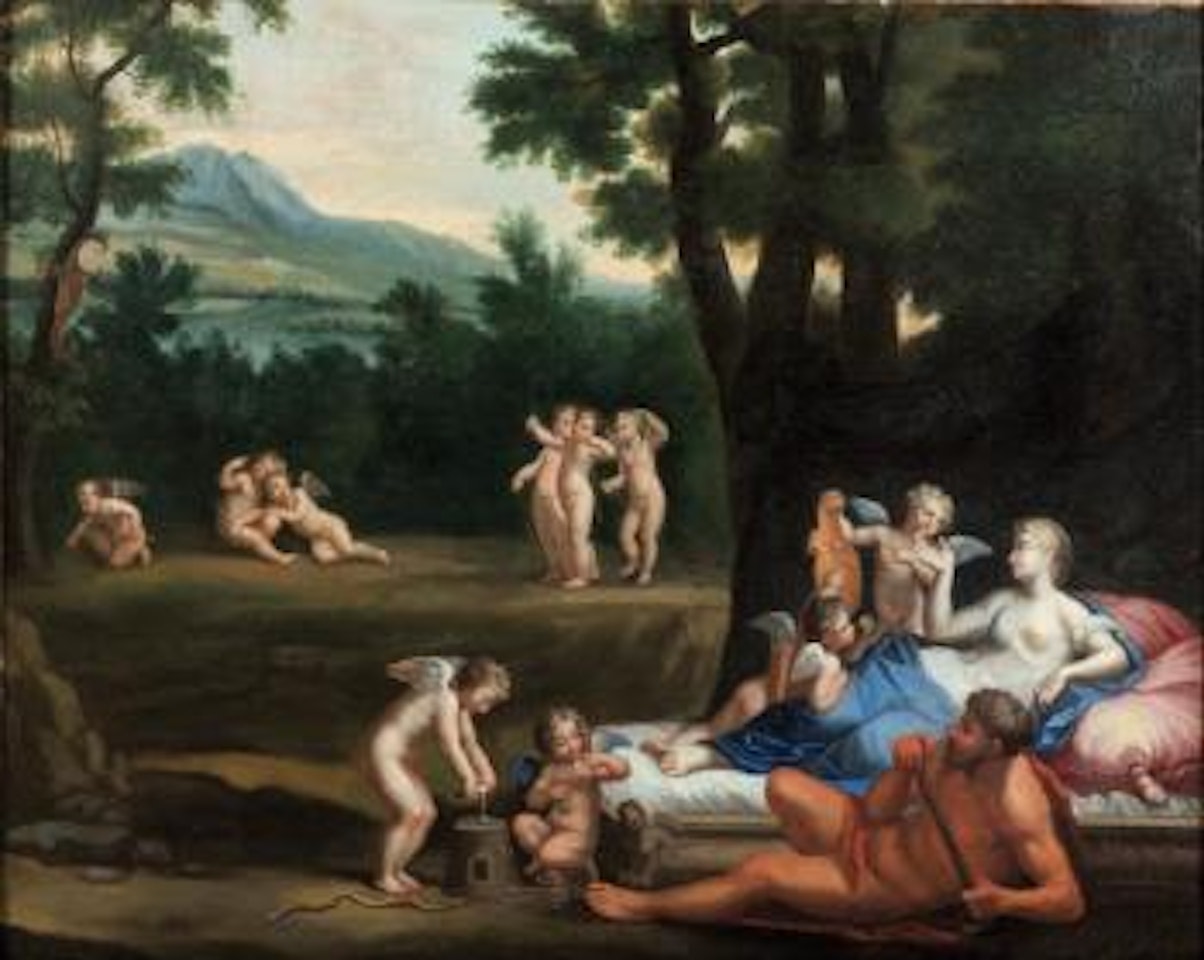 Le repos de Vénus et Vulcain by Francesco Albani by Italian School