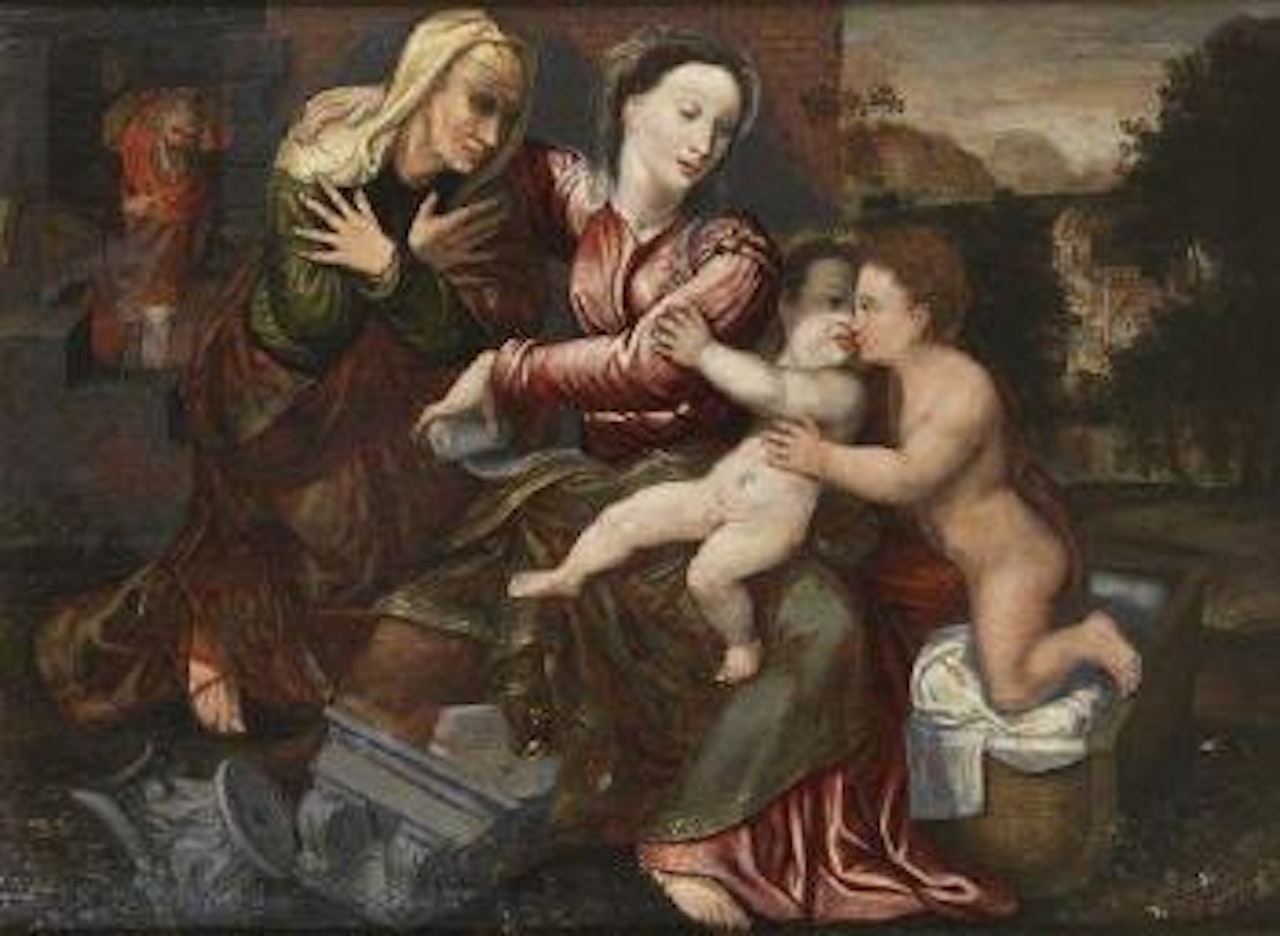 La sainte famille avec sainte Anne et saint Jean Baptiste by Jan Matsys
