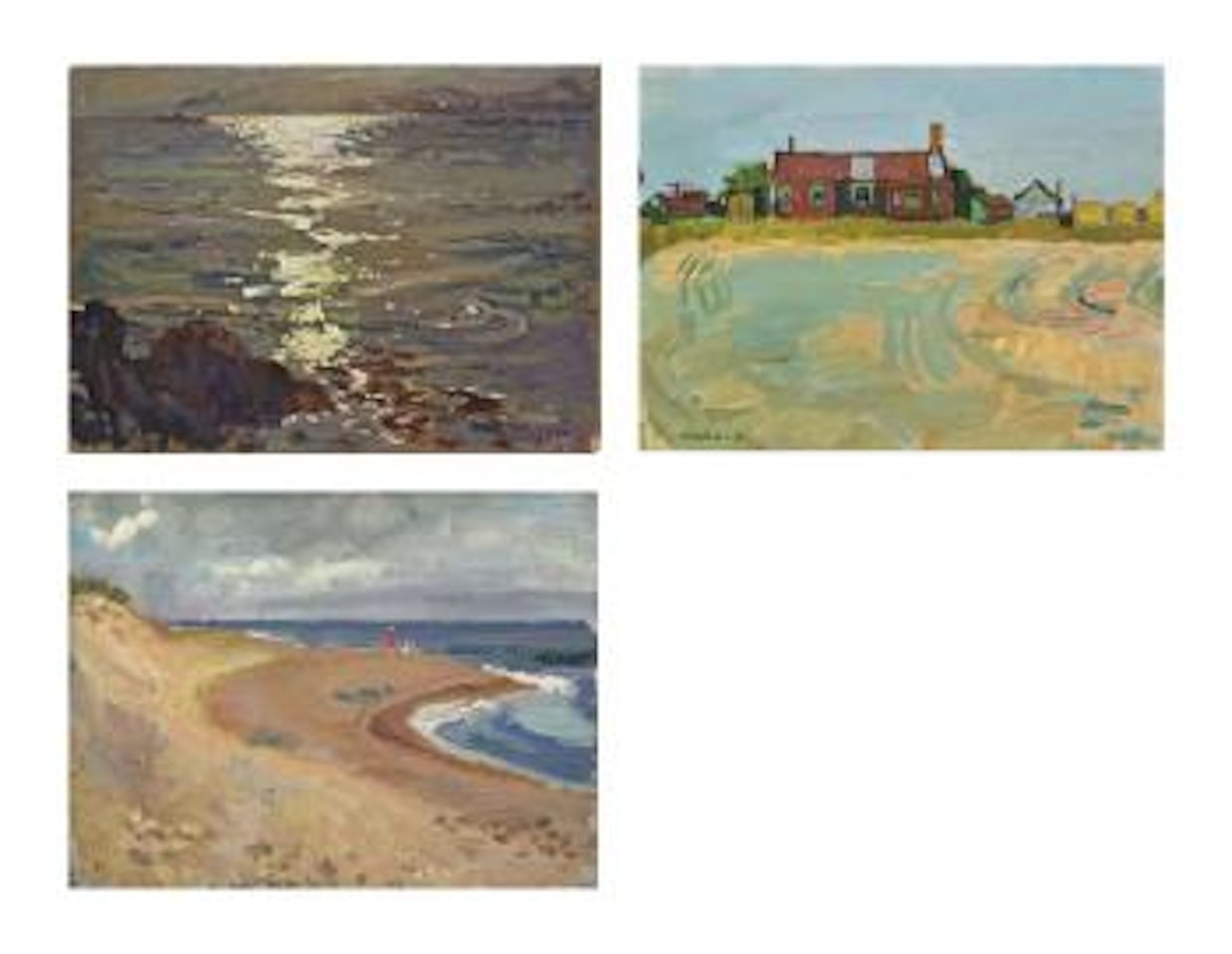 Sun over the Tay; Edge of a Farm; The Beach at Murcar by Alberto Morrocco
