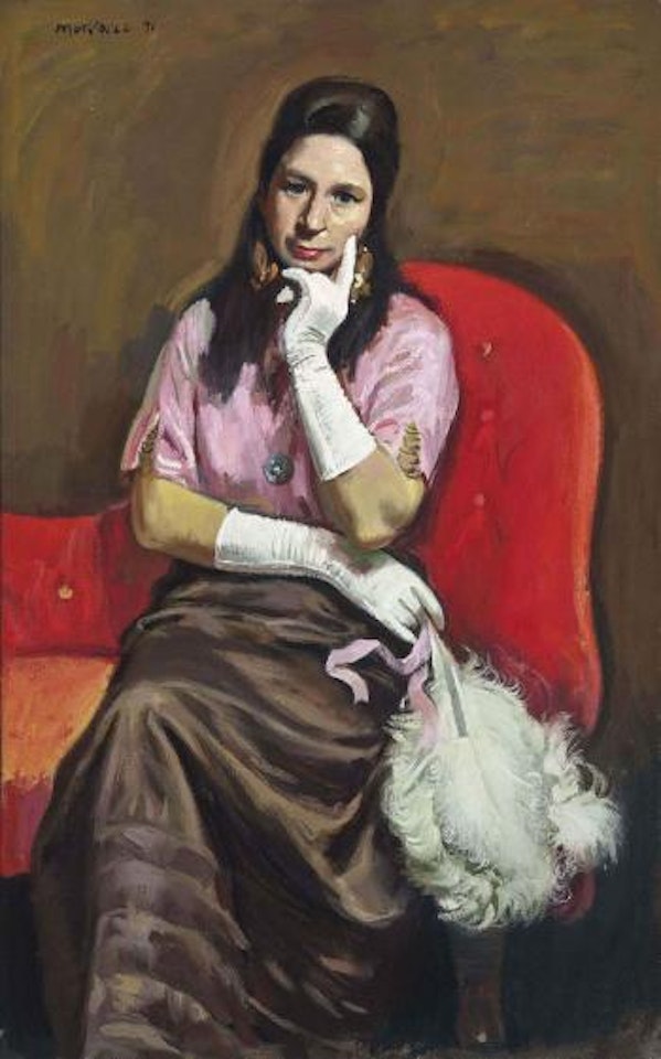 Vera with a Fan by Alberto Morrocco