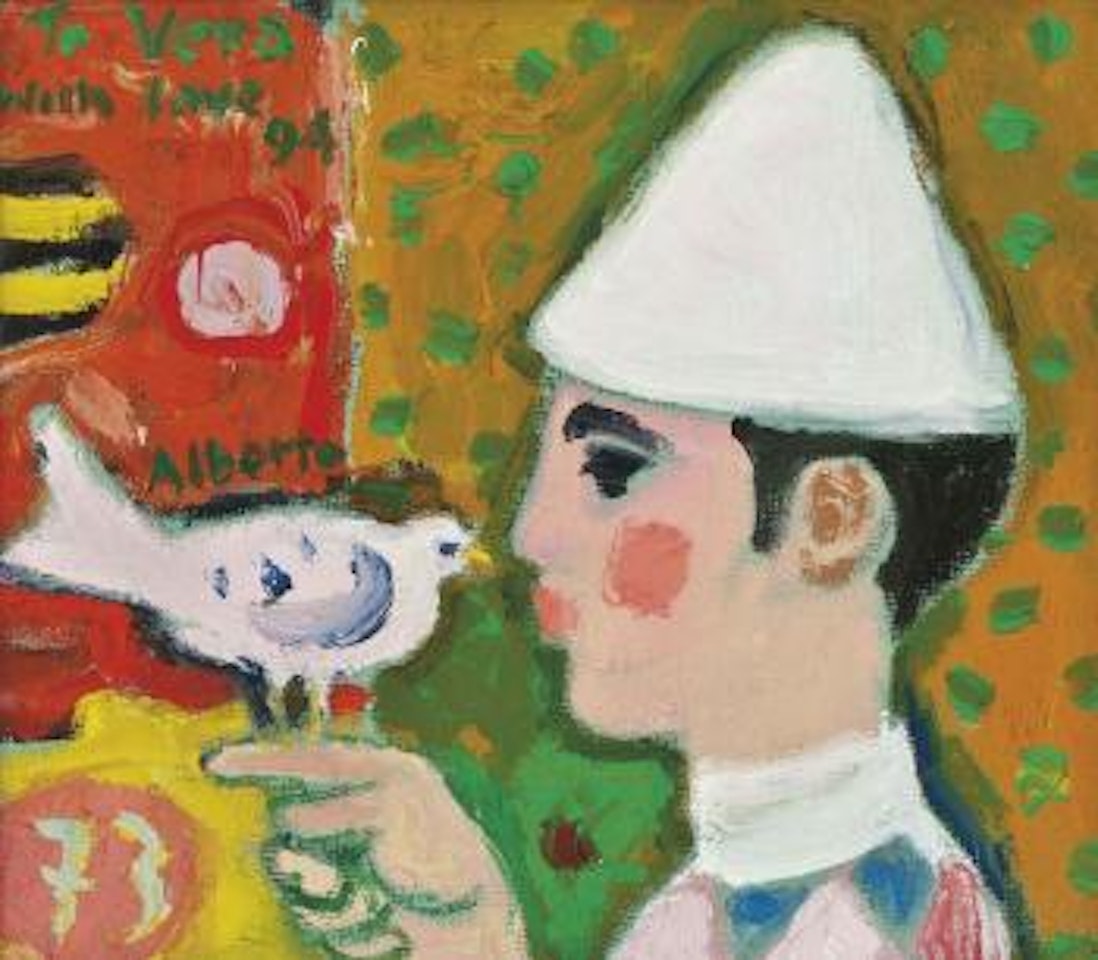 Clown with Pigeon by Alberto Morrocco