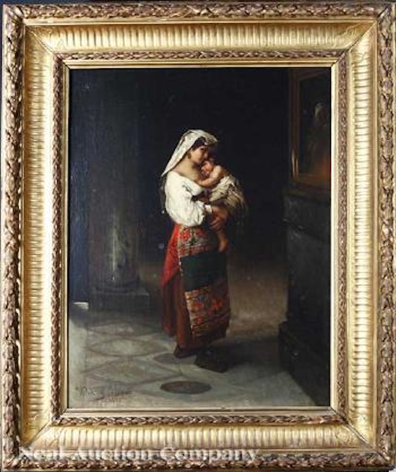 Gypsy woman and child in church by Wilhelm Kray