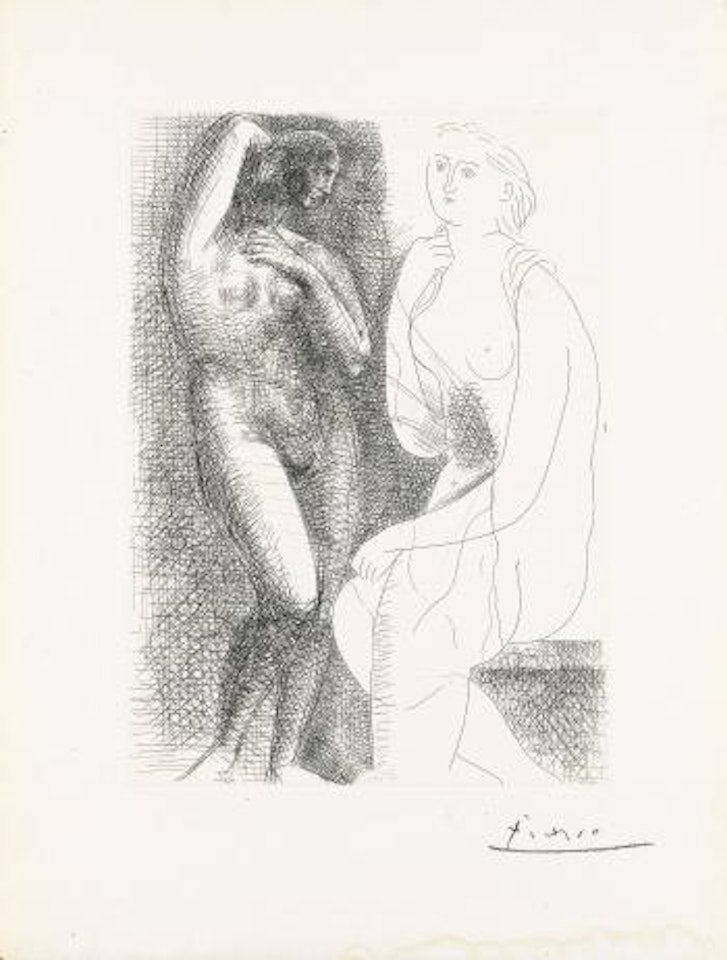 Femme nue devant une Statue (Bloch 139; Baer 205 B.d) by Pablo Picasso