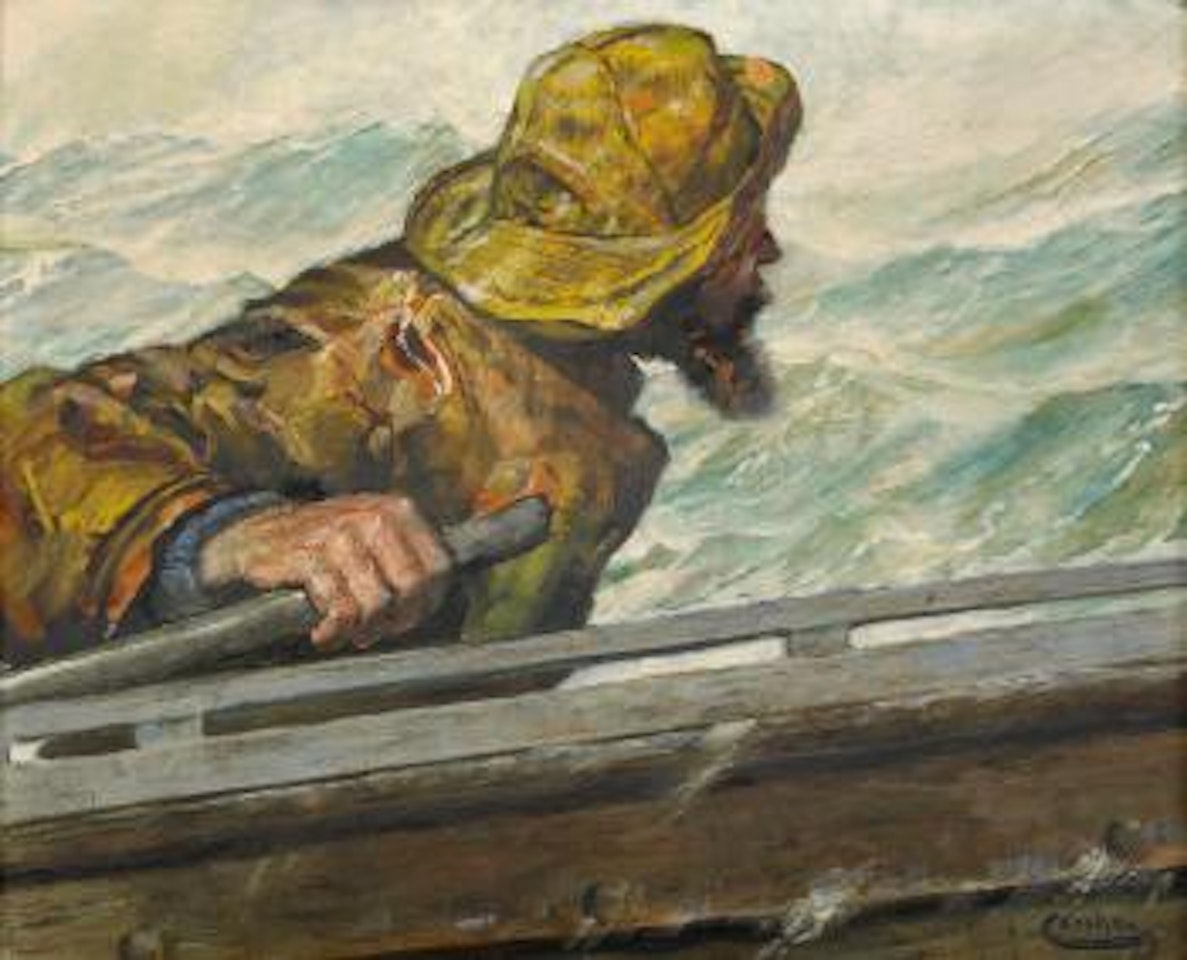 Fiskare i båt by Christian Krohg