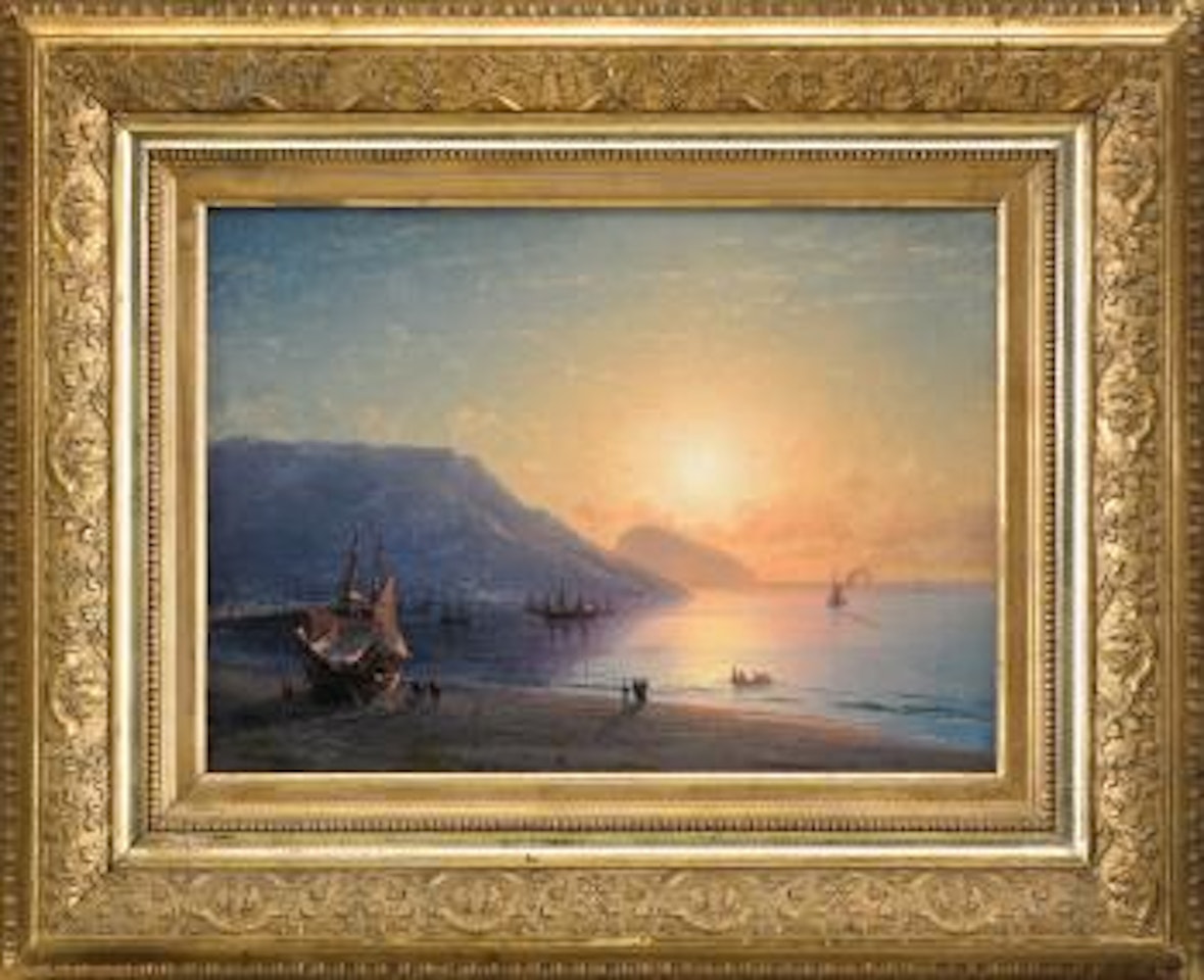 Yalta from the beach, Ayu Dag behind by Ivan Konstantinovich Aivazovsky