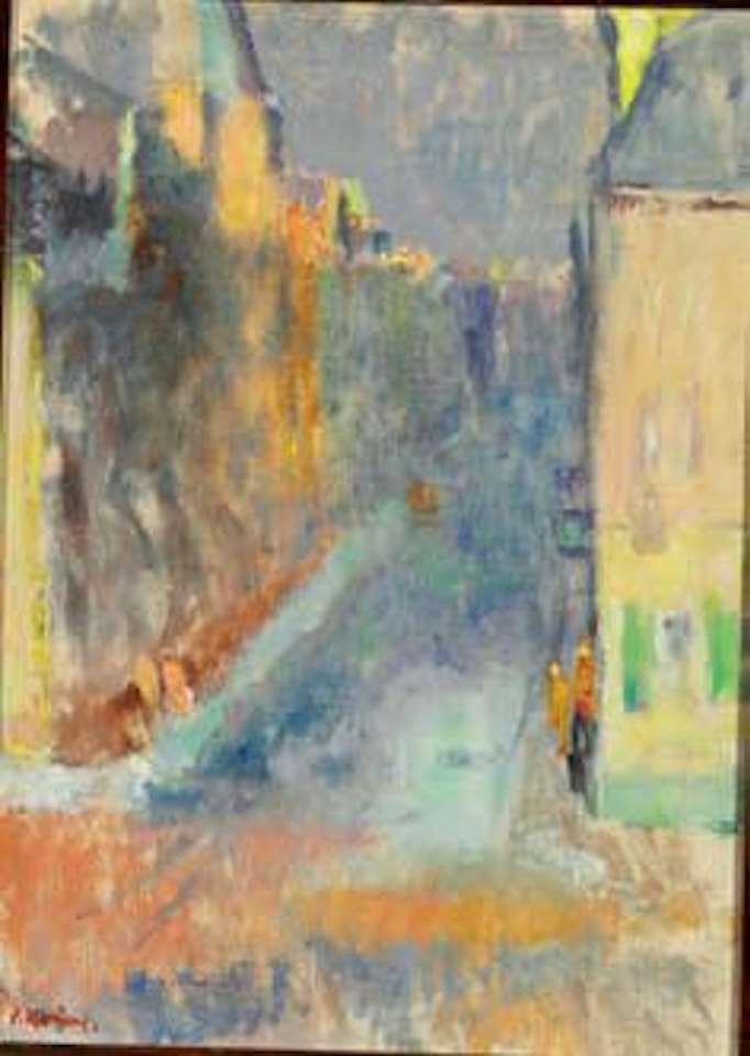 Street scenery, sunny haze, Copenhagen by Preben Hornung