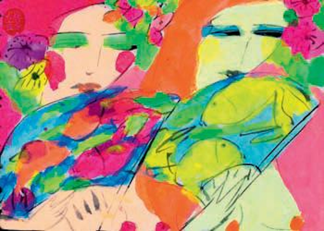 Women with fans by Walasse Ting