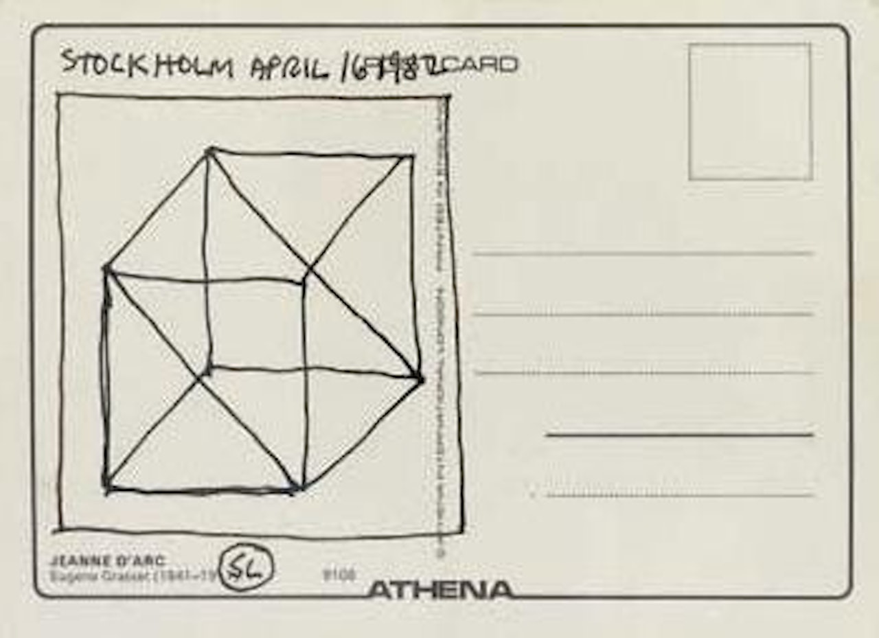 Postcard drawing by Sol LeWitt