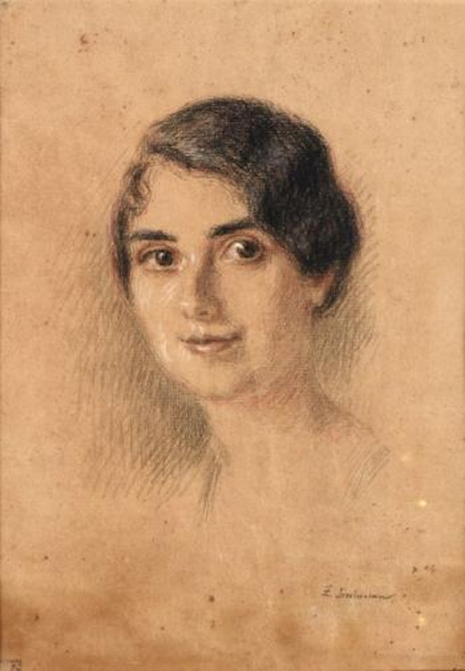 Portrait en buste d'une jeune femme by Zinaida Serebriakova