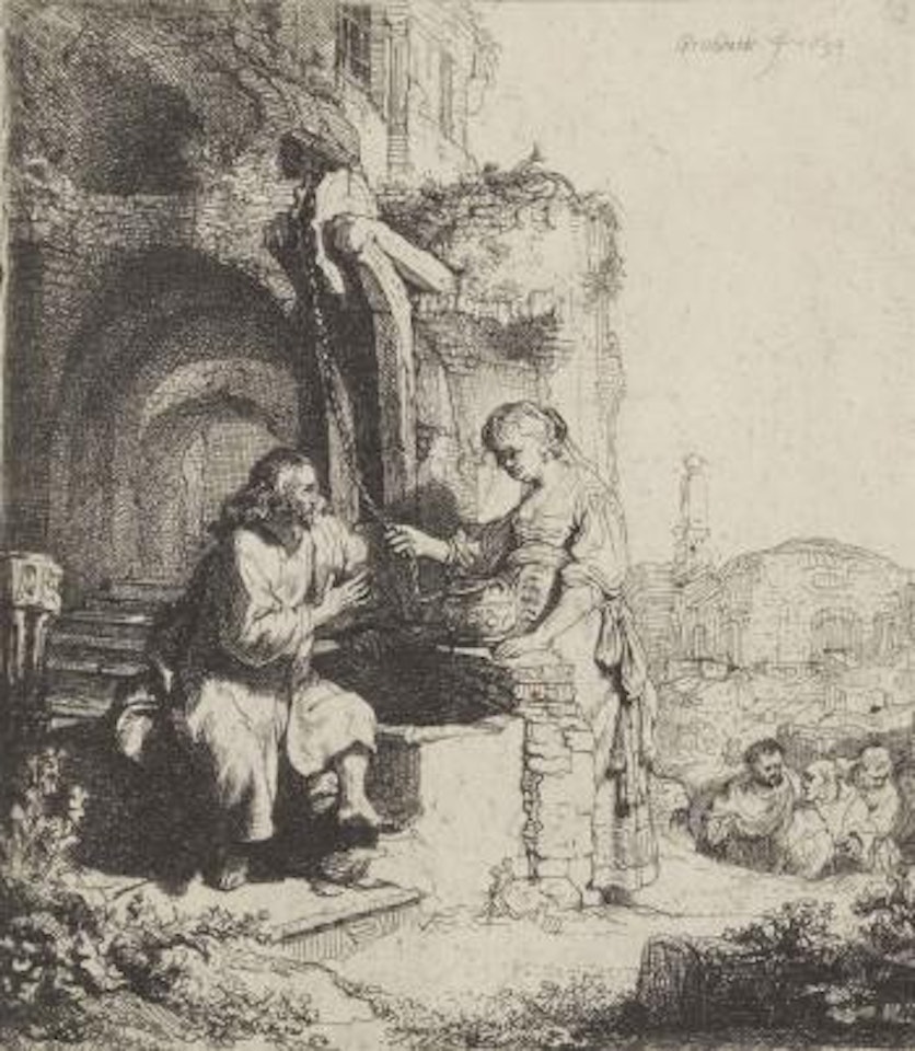 Christ and the Woman of Samaria among Ruins (Bartsch, Hollstein 71; Hind 122) by Attributed to Rembrandt Harmensz van Rijn