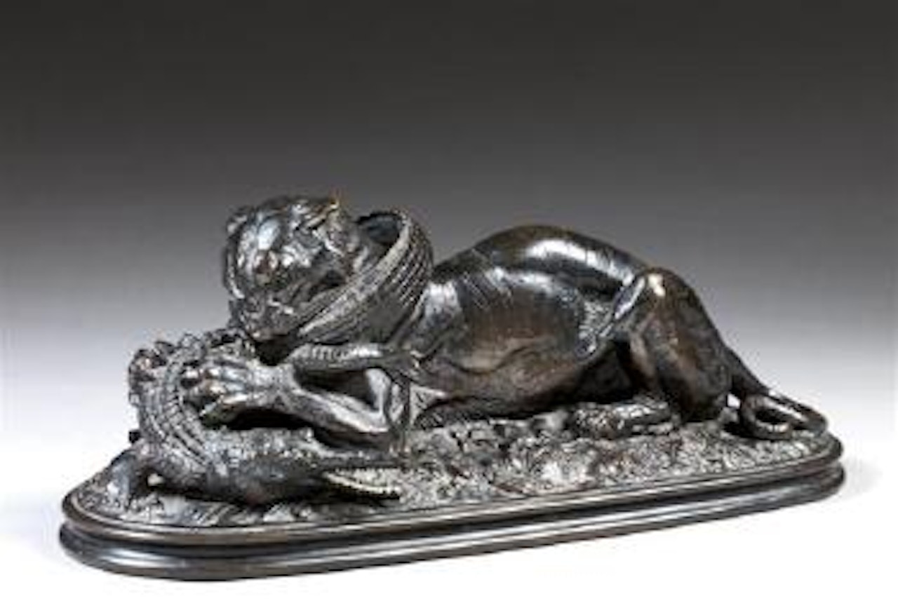 Tigre dévorant un gavial by Antoine-Louis Barye