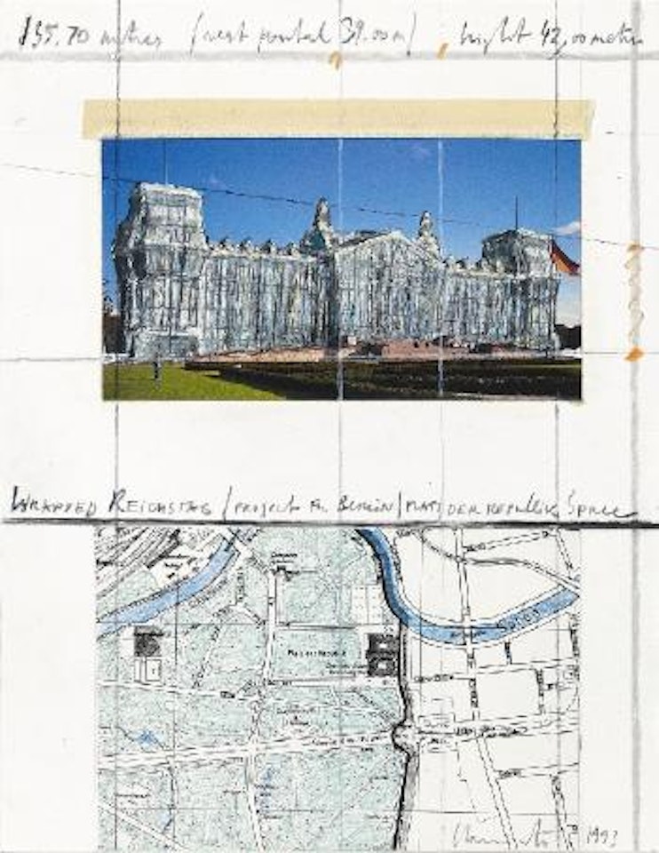 Wrapped Reichstag (Project for Berlin) Platz der Republik, Spree by Christo