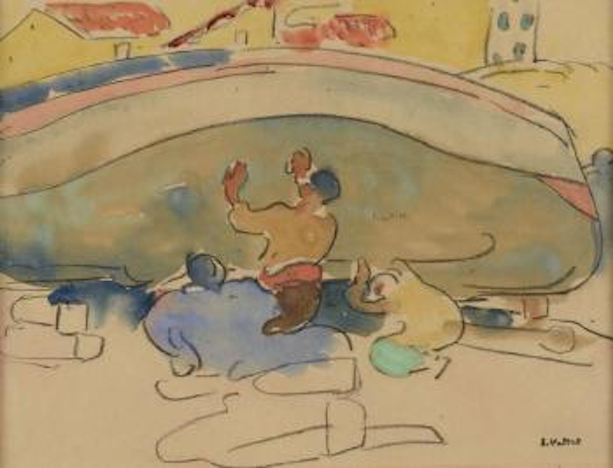 Le calfatage du bateau by Louis Valtat