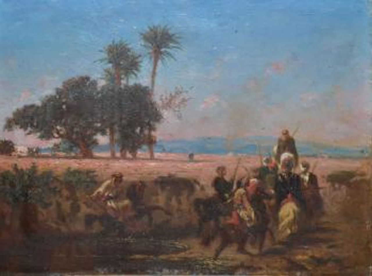 Le gué du Seyfous près de Damas, Syrie by Narcisse Berchere