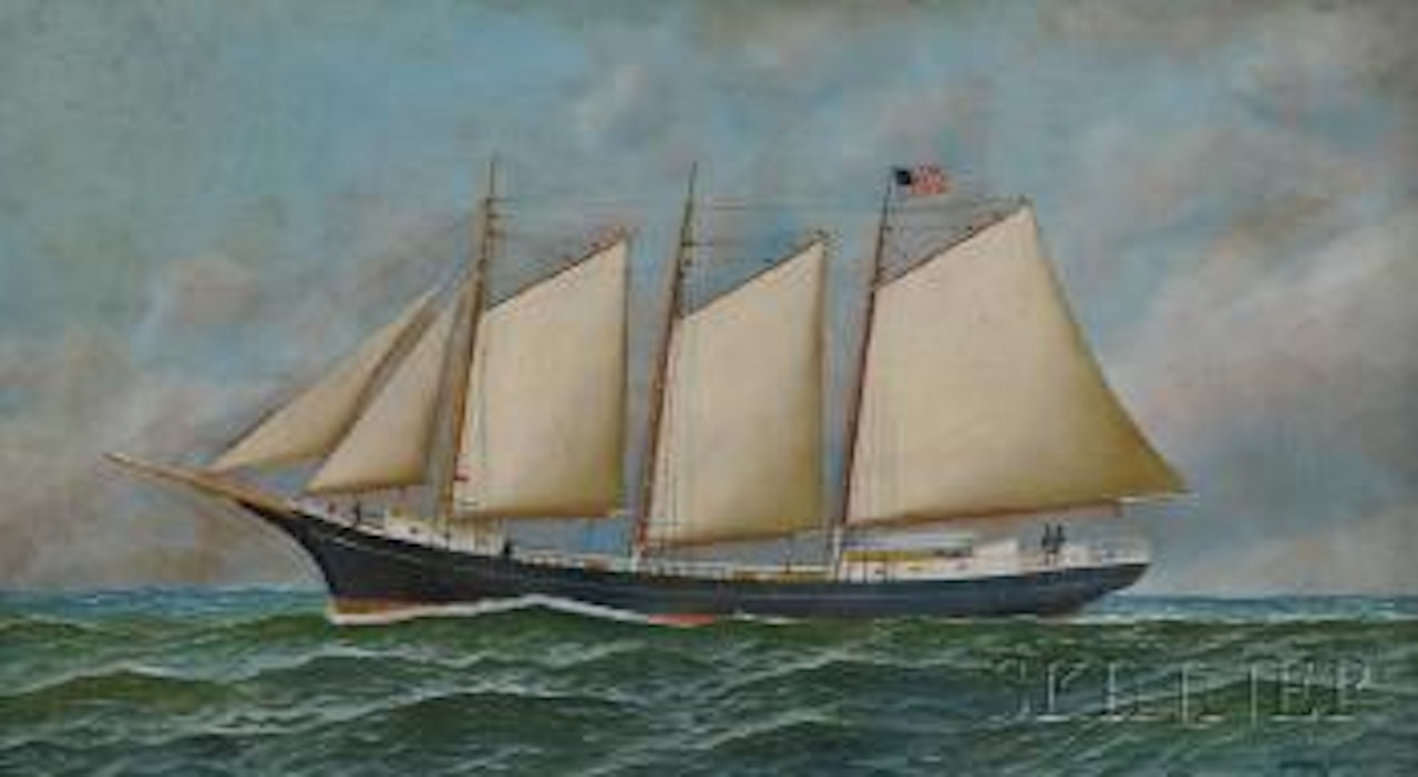 Portrait of the three-masted schooner Albert Meyer by Antonio Jacobsen
