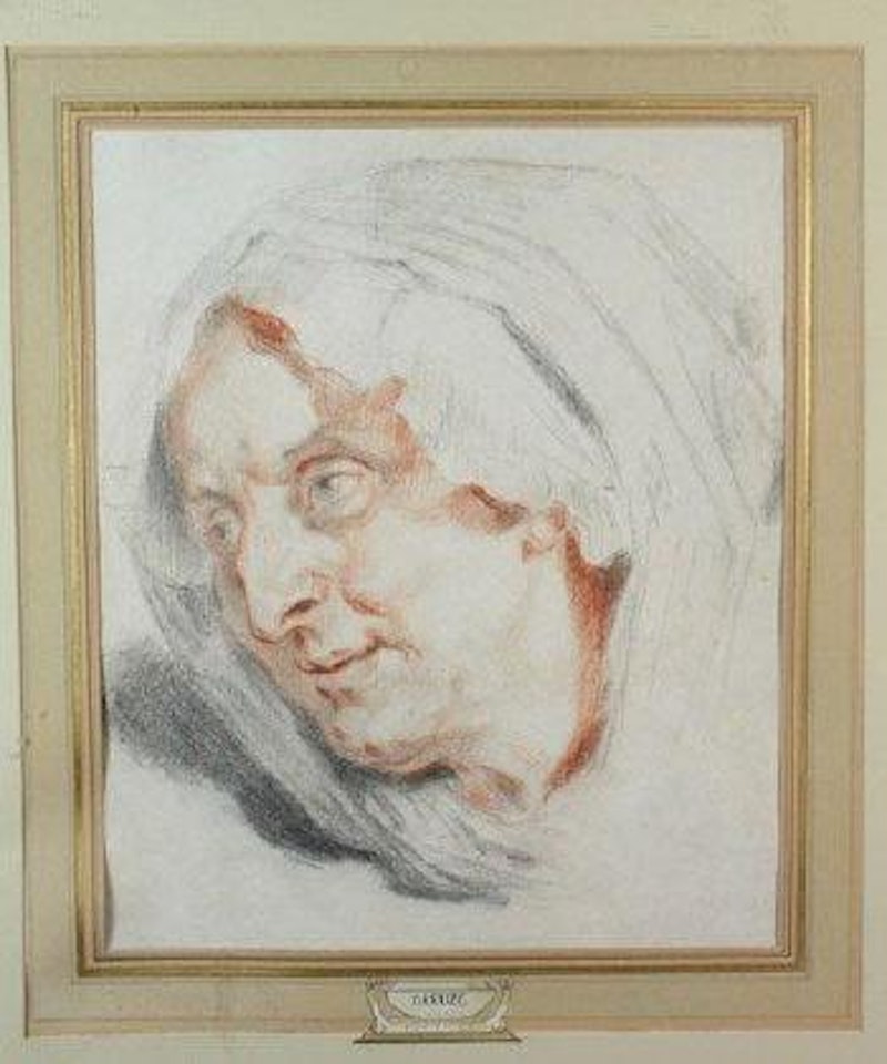 Étude de tête de vieille femme by Jean-Baptiste Greuze