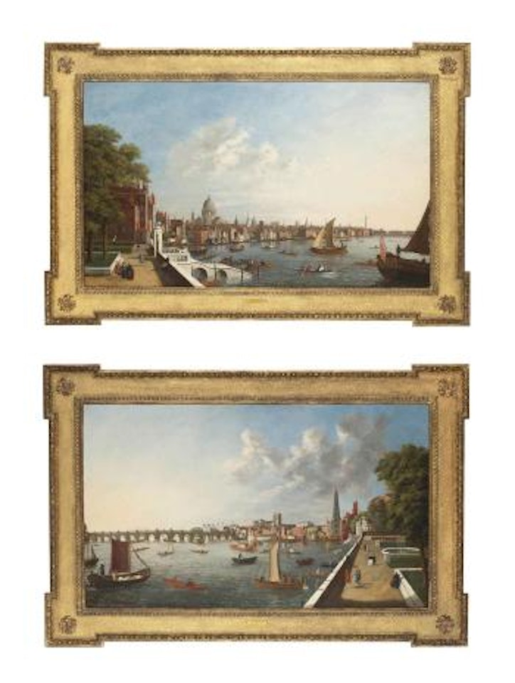 The Thames from the Terrace of Somerset House; and Westminster Bridge from the Terrace of Somerset House by Canaletto