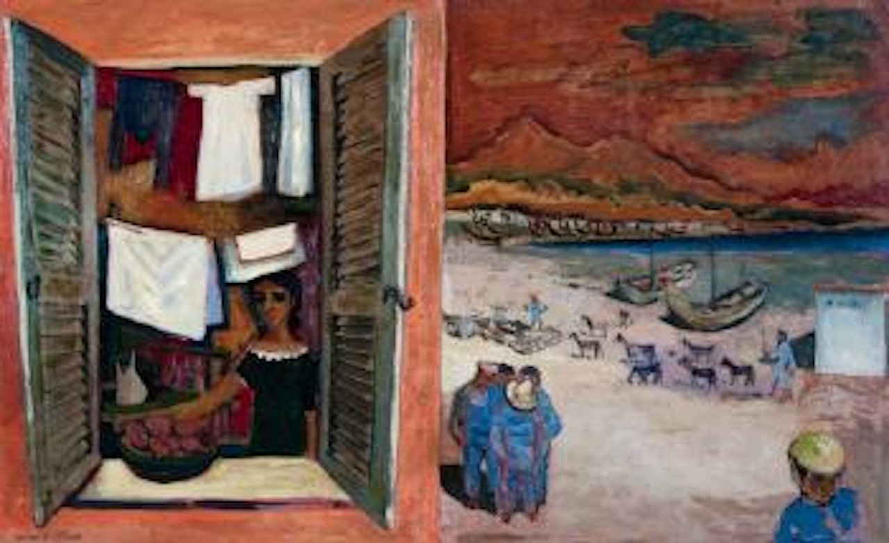 Spanish fishing village by Gerard Dillon