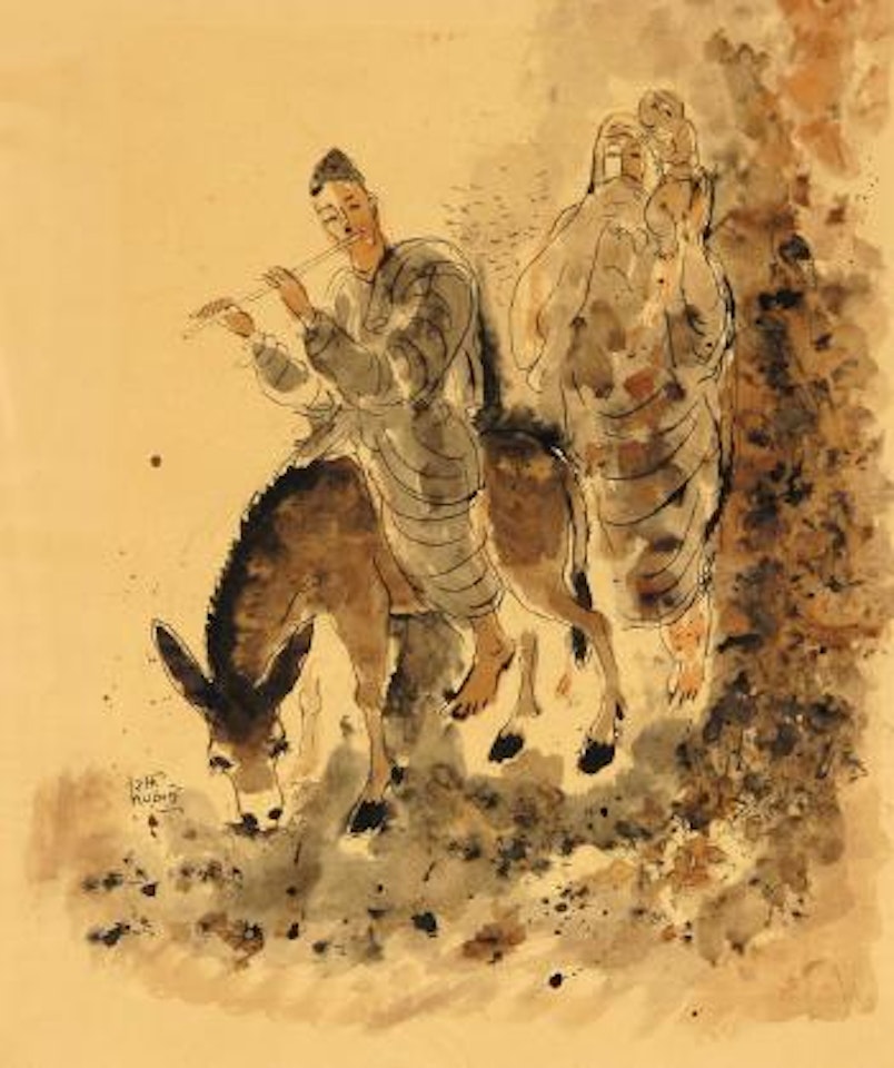 Flautist on a donkey by Reuven Rubin