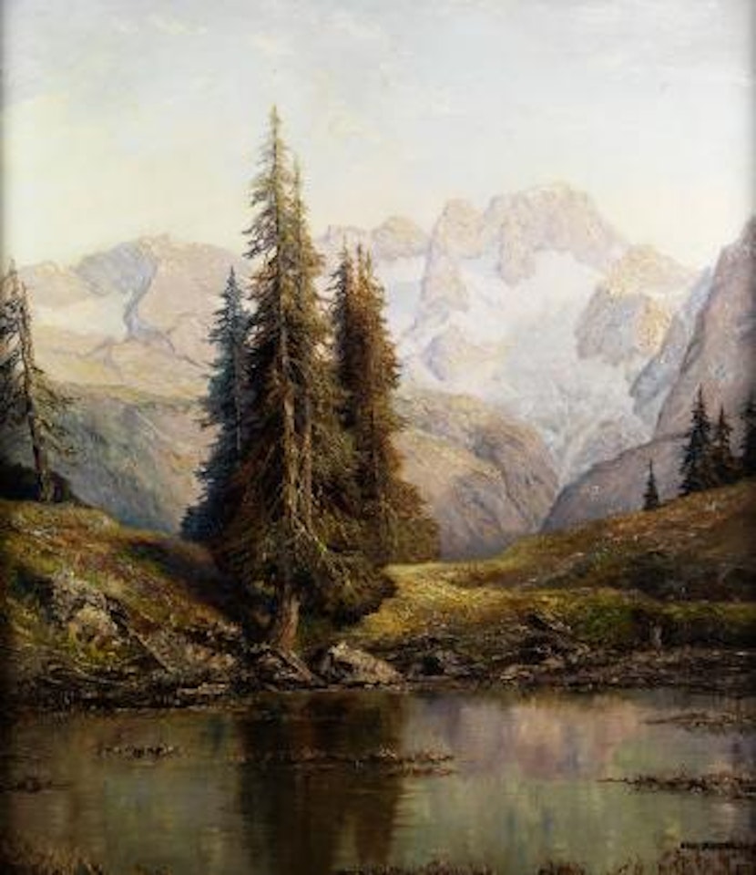 Blick von der Zwieselalm auf den Dachstein by Otto Pippel