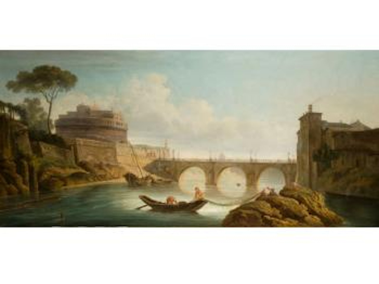Römische Ansicht mit Blick über den Tiber auf die Engelsburg by Italian School