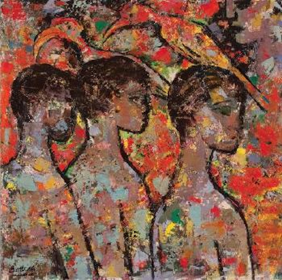 Four Boys And Two Birds by Walter Battiss