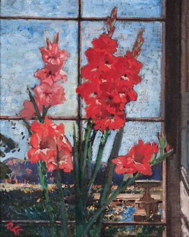 Gladioli In A Windowsill by Robert Gwelo Goodman