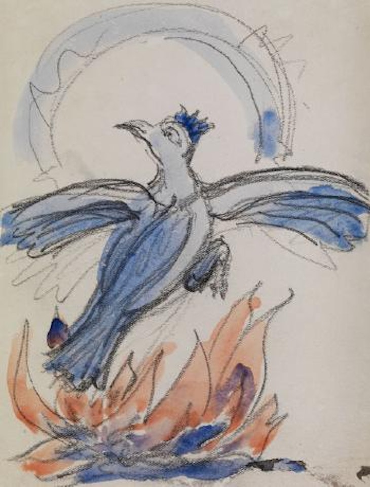 Auffliegender Vogel (Phönix) by Erich Heckel