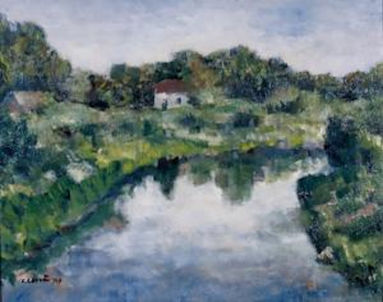 Paesaggio sul fiume by Carlo Carra