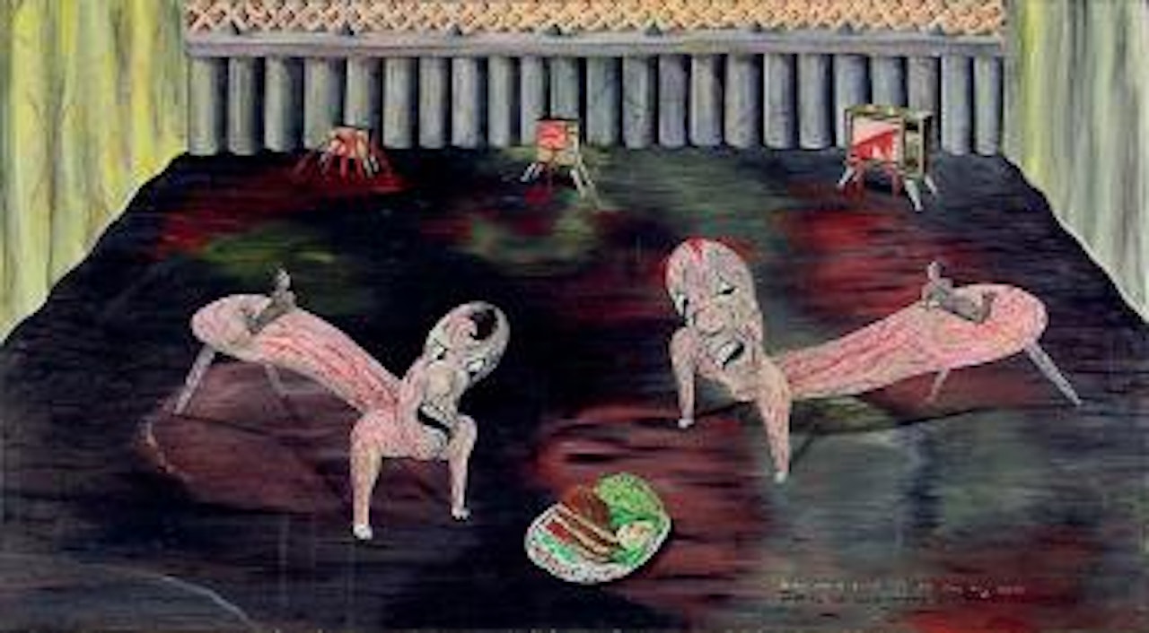 How am I expected to eat my meal (with all that blood coming out of the television) by Bill Hammond