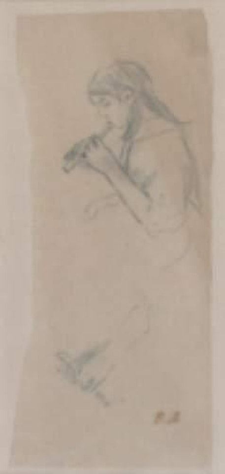 Portrait présumé de Julie Manet jouant de la flóte by Berthe Morisot