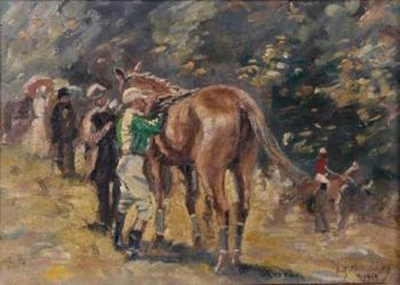La préparation pour la course by Alfred James Munnings