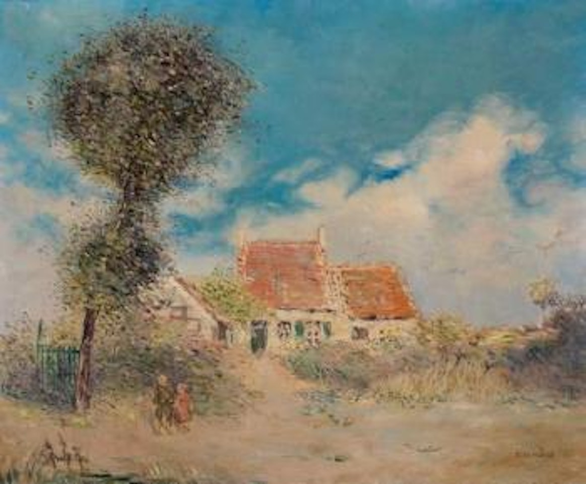 Deux enfants devant une maison by Jean Francois Raffaelli